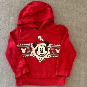 Disney Jumping Beans Red Holiday Christmas Hooded Sweatshirt Size 5T